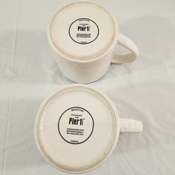 Pier 1 Imports CUDDLE UP & NEST 20 Oz Ironstone Coffee Tea Mugs – Set of 2 - Picture 14 of 14